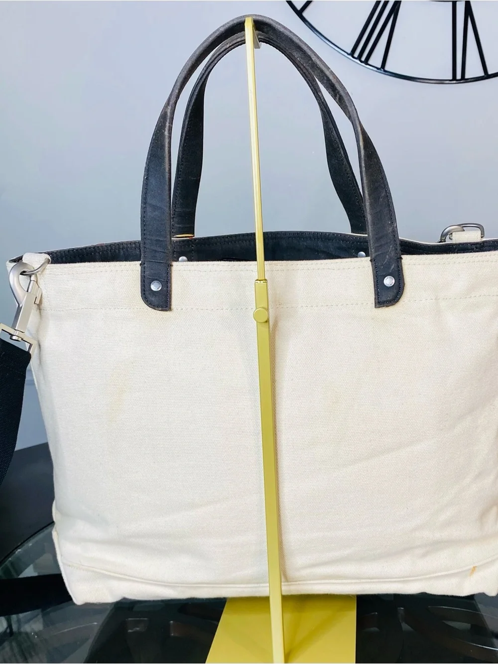 Jack Spade Canvas Dipped Coal Tote Bag Cream White Red JACK Crossbody